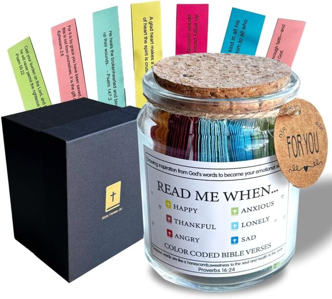 Read Me When Bible Verses Jar, Hope Jar Bible Verses, Color Coded Bible Verses in a Jar, Daily Motivational Prayer Jar, Bible Accessories, Bible Verse Cards, Christian Gifts for Women, Scripture Gifts